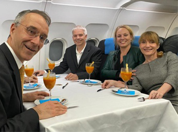 Lunch with family and friends on board the Flylounge aircraft
